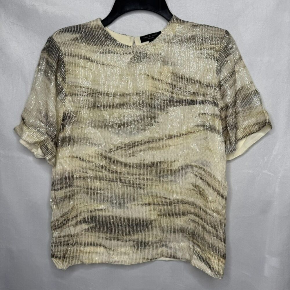 rag & bone short sleeve beige all wave t-shirt, small petite